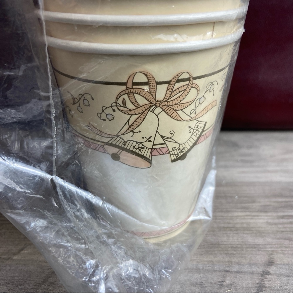 Vintage Bell Design Wedding, Paper Cups, One Sleeve-25 cups, ‘80s Wedding.